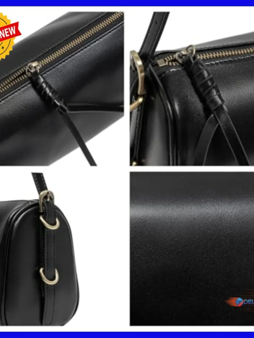Genuine Leather Crossbody Barrel Hobo Bag Adjustable Strap Travel Purse